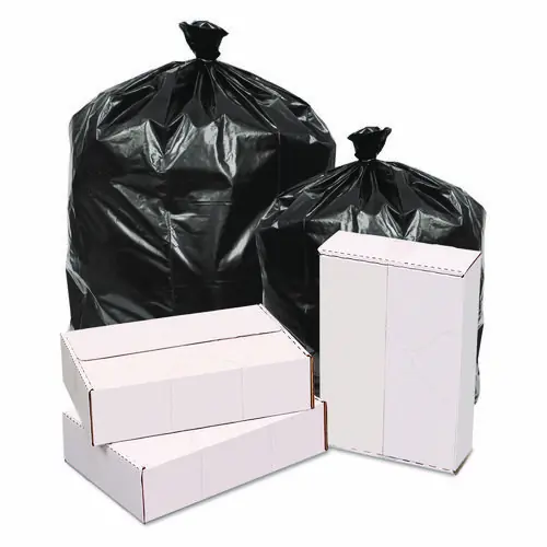 GEN Waste Can Liners, 60 gal, 40.64 mic, 38" x 58", Black, 10 Bags/Roll, 10 Rolls/Carton