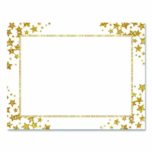 Geographics® Award Certificates, White with Gold/White Star Border, 25/Pack