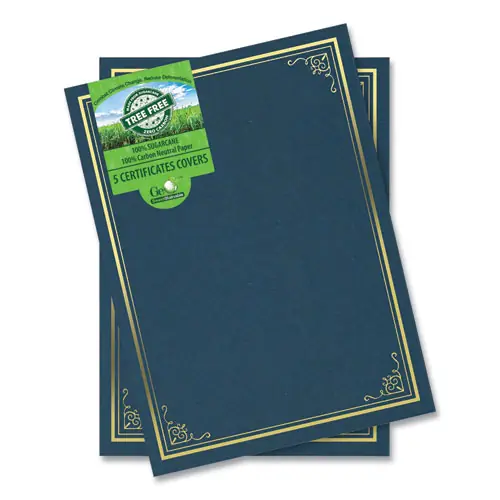 Geographics® Certificate/Document Cover, Navy With Gold Foil, 5/Pack
