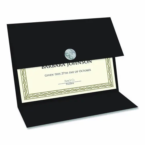 Geographics® Tri-Fold Certificate Holder, Black, 5/Pack