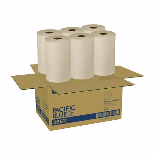 Georgia Pacific® Professional Pacific Blue Ultra Paper Towels, 1-Ply, 9" x 6,000 ft, Brown, 6/Carton