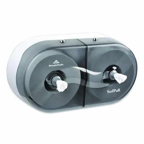 Georgia Pacific® Professional SofPull Twin High-Capacity Center-Pull Dispenser, Smoke