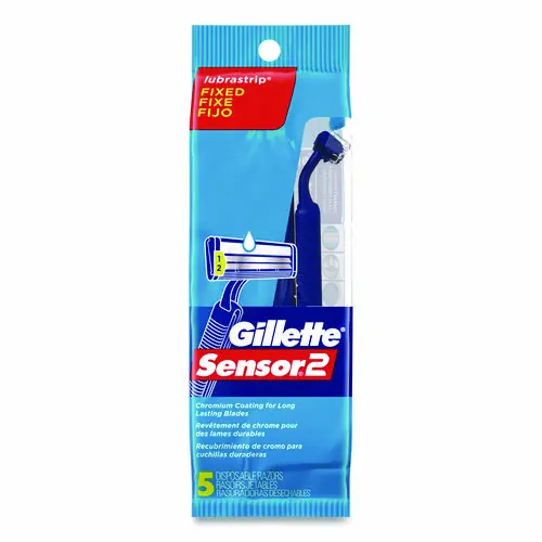 Gillette® Sensor2 Disposable Razor, 2 Blades, 5/Pack, 36 Packs/Carton