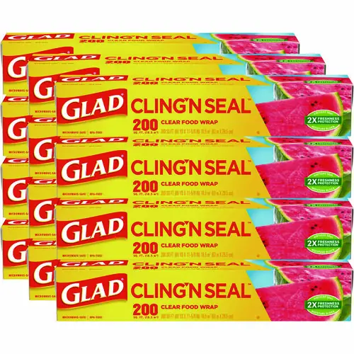 Glad® Cling'N Seal Plastic Food Wrap, 12 Rolls/Carton