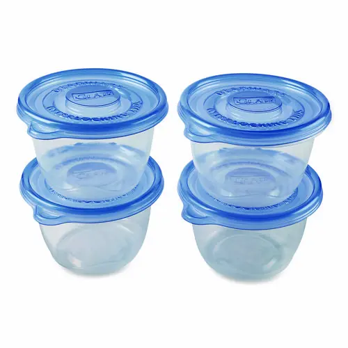 Glad® To Go Lunch Containers, 2 Compartments, 32 oz, Plastic, 4/Pack