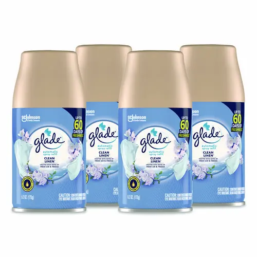 Glade® Automatic Air Freshener, Clean Linen, 6.2 oz Can, 4/Pack