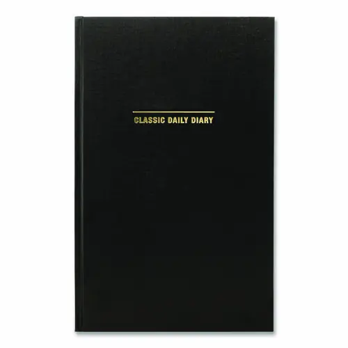 Global Printed Products Classic Hardbound Daily Planner, 12.5 x 8, Black/Gold Cover, 12-Month (Jan to Dec): 2025