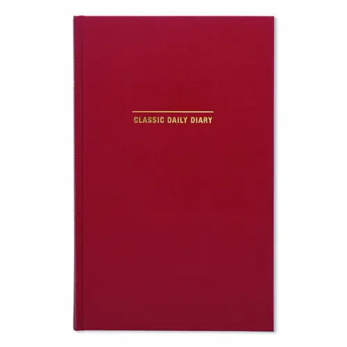 Global Printed Products Classic Hardbound Daily Planner, 12.5 x 8, Red/Gold Cover, 12-Month (Jan to Dec), 2025