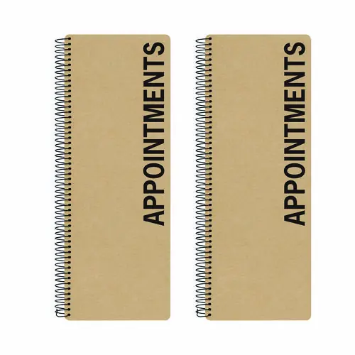 Global Printed Products Daily Appointment Book, 13.5 x 5, Brown Cover, Undated, 2/Pack