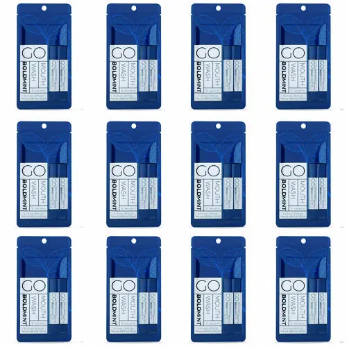 Go Mouthwash Individual Mouthwash Packets, Bold Mint Flavor, 0.37 oz Packet, 5/Pack, 12 Packs/Box