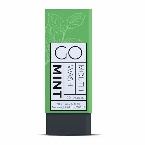 Go Mouthwash Individual Mouthwash Packets, Mint Flavor, 0.37 oz, 20 Pack, Display Box