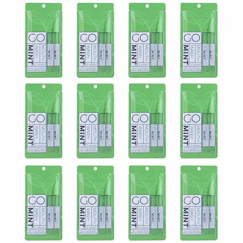 Go Mouthwash Individual Mouthwash Packets, Mint Flavor, 0.37 oz, 5 Packets per Pack, 12 Packs per Box