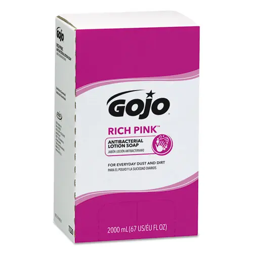 GOJO® RICH PINK Antibacterial Lotion Soap Refill, Floral Scent, 2,000 mL, 4/Carton