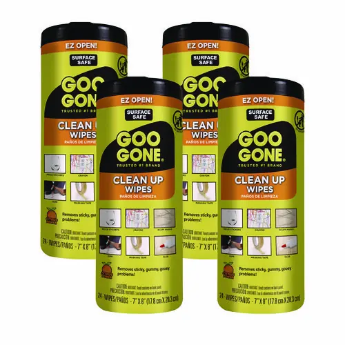 Goo Gone® Clean Up Wipes, Citrus Scent, White, 24 Wipes/Canister, 4 Canisters/Carton