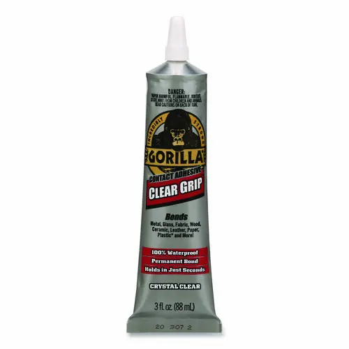 Gorilla® Clear Grip Contact Adhesive, 3 oz Tube, Dries Clear