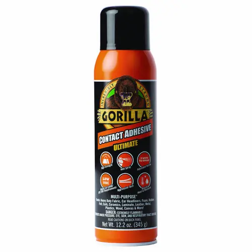 Gorilla® Contact Adhesive Ultimate, 12.2 oz Aerosol Spray, Dries Light Yellow