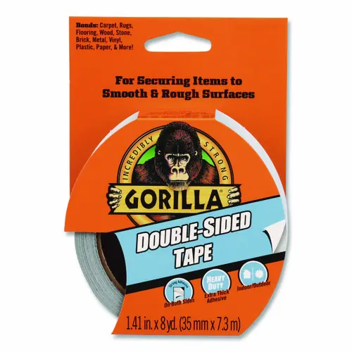 Gorilla® Double-Sided Tape, 3" Core, 1.4" x 8 yds, Gray