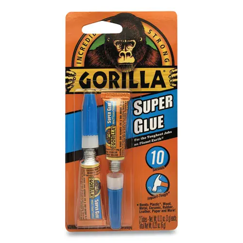 Gorilla® Super Glue, Two 0.11 oz Tubes, Dries Clear
