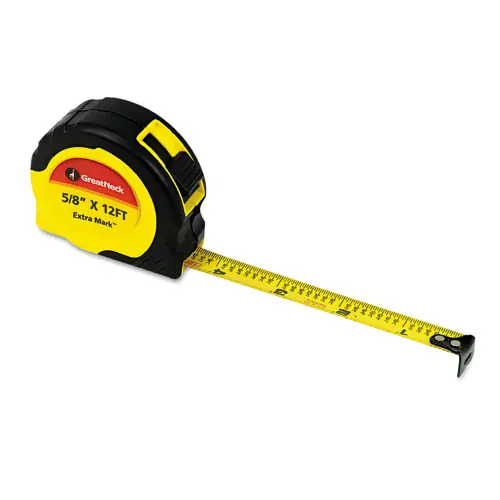 Great Neck® ExtraMark Power Tape, 0.63" x 12 ft, Steel, Yellow/Black