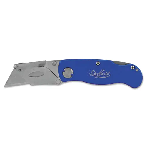 Great Neck® Sheffield Folding Lockback Utility Knife with Aluminum Handle, Blue