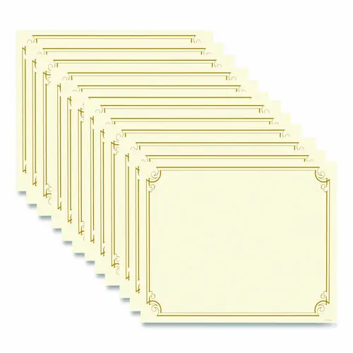 Great Papers!® Golden Scroll Frame Foil Certificate, Beige with Gold Scroll Border, 12/Pack