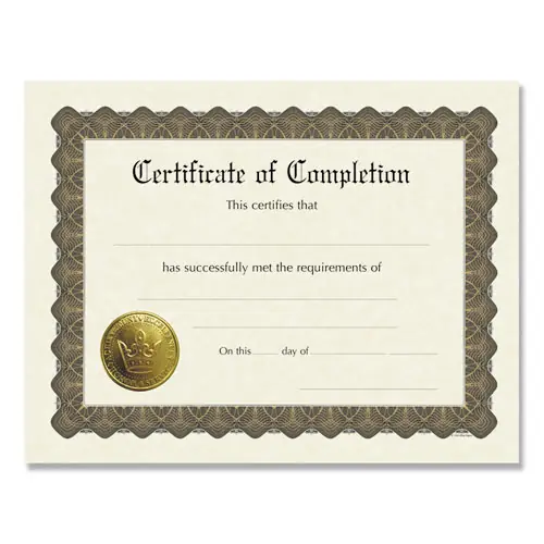 Great Papers!® Ready-to-Use Certificates, Completion, Ivory/Brown/Gold with Brown Border, 6/Pack