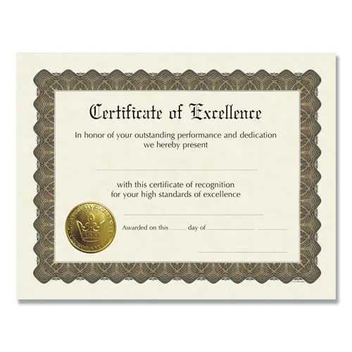 Great Papers!® Ready-to-Use Certificates, Excellence, Ivory/Brown/Gold with Brown Border, 6/Pack