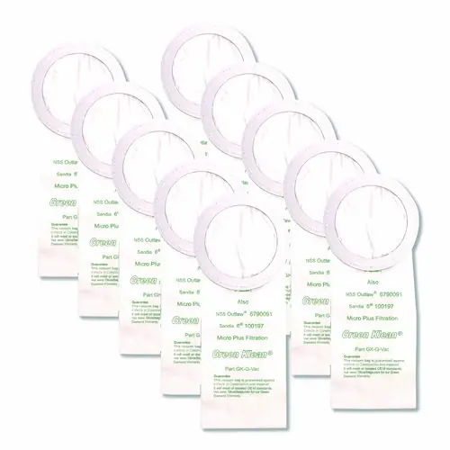 Green Klean® Replacement Vacuum Bags, Fits NSS Outlaw/ProTeam QuarterVac/Sandia/Sanitaire, 10/Pack