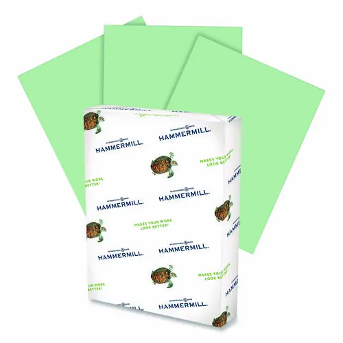 Hammermill® Fore Multipurpose Print Paper, 20 lb Bond Weight, 8.5 x 14, Light Green, 500/Ream