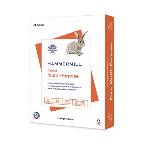 Hammermill® Fore Multipurpose Print Paper, 96 Bright, 24 lb, 8.5 x 11, White, 500 Sheets/Ream