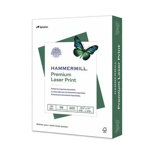 Hammermill® Premium Laser Print Paper, 98 Bright, 32 lb Bond, 8.5 x 11, White, 500 Sheets/Ream