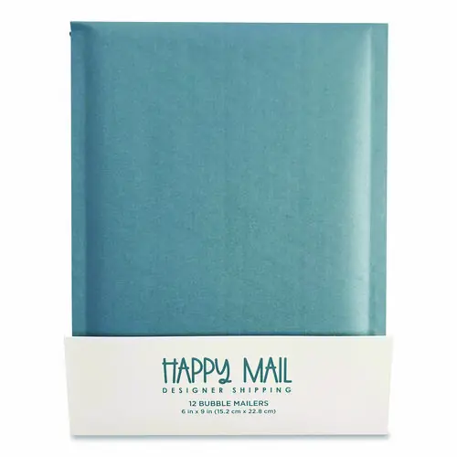 Happy Mail Self-Sealing Bubble Mailer, 6 x 9, Blue, 12/Pack