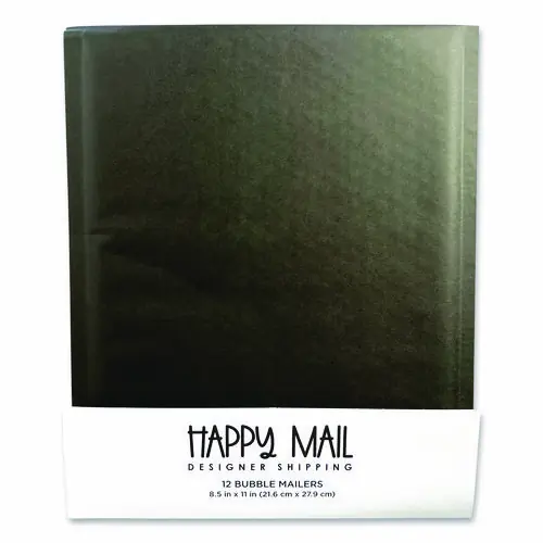 Happy Mail Self-Sealing Bubble Mailer, 8.5 x 11, Black, 12/Pack