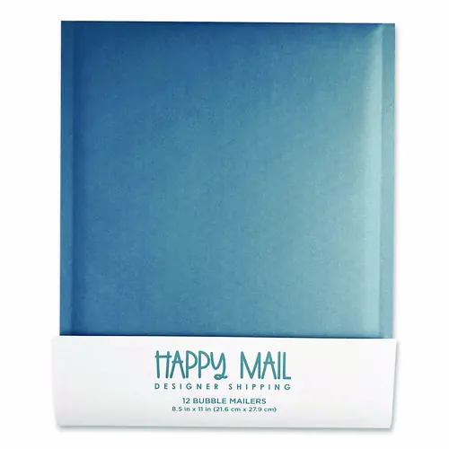 Happy Mail Self-Sealing Bubble Mailer, 8.5 x 11, Blue, 12/Pack