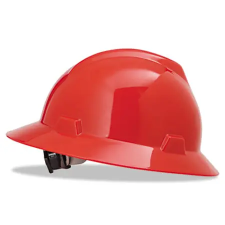 Hardhat, full brim, Fas-Trac, non-slotted, red