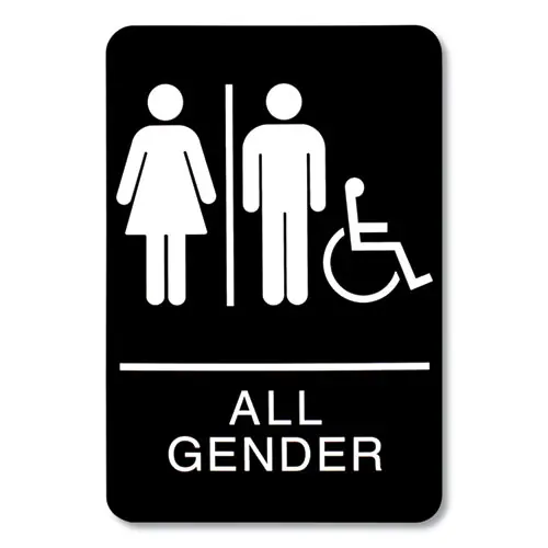 Headline® Sign ADA Sign, All Gender/Wheelchair Accessible Tactile Symbol, Black/White