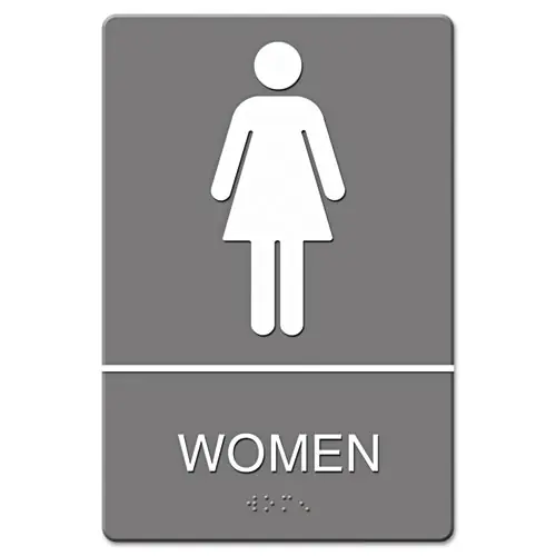 Headline® Sign ADA Sign, Women Restroom Symbol with Tactile Graphic, Gray