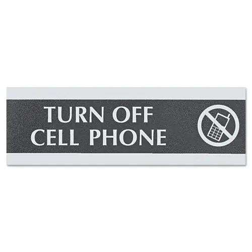 Headline® Sign Century Series Office Sign, TURN OFF CELL PHONE, 9 x 3