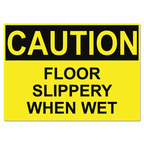 Headline® Sign OSHA Safety Signs - Caution Slippery When Wet, Yellow/Black
