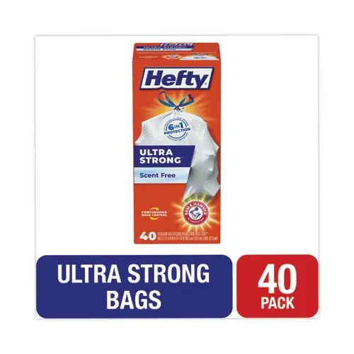 Hefty® Extra Heavy-Duty Ultra Strong Tall Kitchen Trash Bags, 13 gal, White, 40/Box