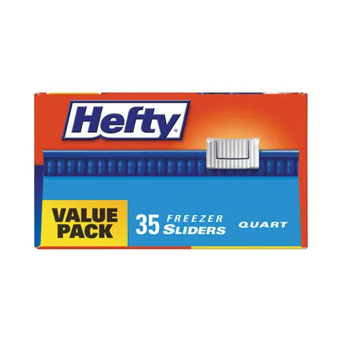 Hefty® Slider Stand and Fill Freezer Storage Bags, Clear, 35 Bags/Box, 9 Boxes/Carton