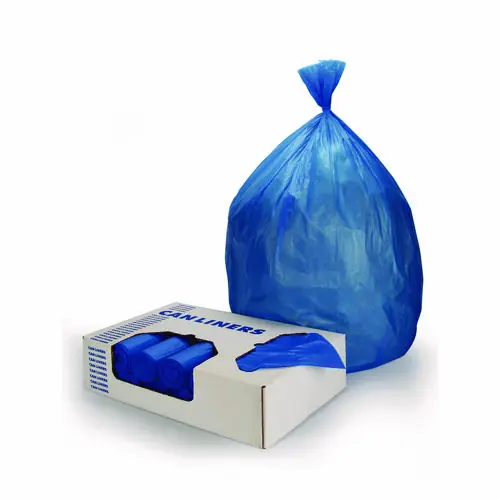 Heritage High-Density Waste Can Liners, 23 gal, 14 mic, 30" x 43", Blue, 25 Bags/Roll, 10 Rolls/Carton