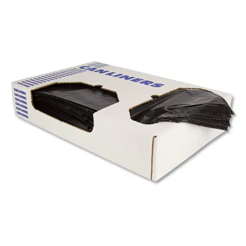 Heritage Linear Low-Density Can Liners, 10 gal, 0.55 mil, Black, Flat Pack, 500/Carton