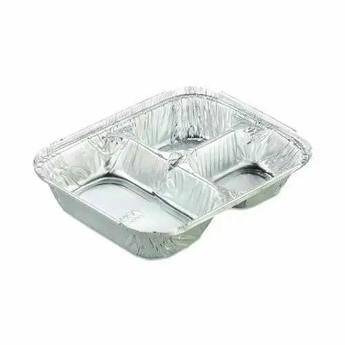 HFA® Aluminum Oblong Container with Lid, 3 Compartments, 24 oz, 500/Carton