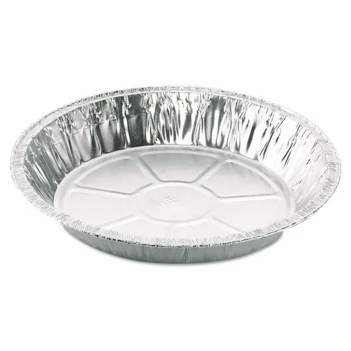 HFA® Round Aluminum Containers, 32 oz, 9.03" Diameter x 1.25" Height, Silver, 500/Carton