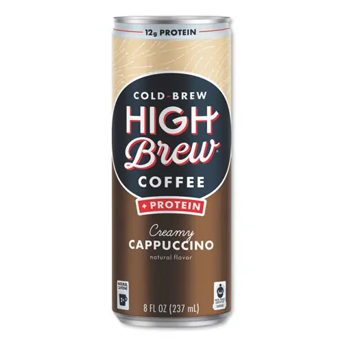 HIGH Brew® Coffee Cold Brew Coffee + Protein, Creamy Cappuccino, 8 oz Can
