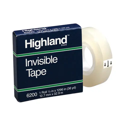 Highland™ Invisible Permanent Mending Tape, 1" Core, 0.5" x 36 yds, Clear