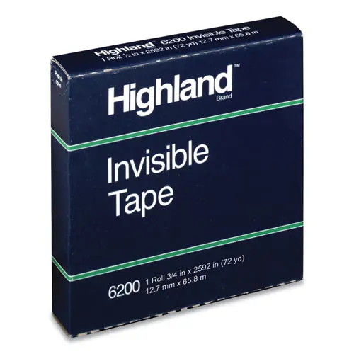 Highland™ Invisible Permanent Mending Tape, Clear, 0.5" x 72 yds, 3" Core
