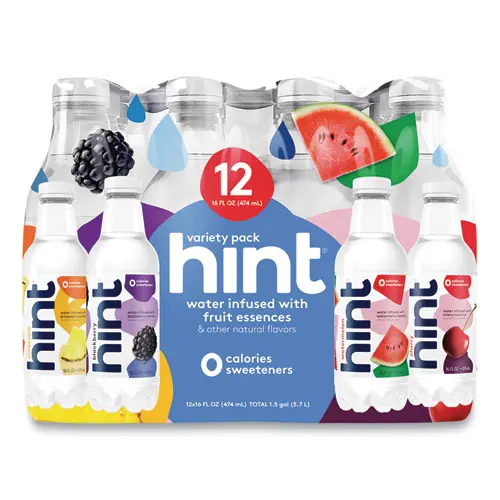 hint® Flavored Water Variety Pack, 16 oz Bottle, 12 Bottles/Carton