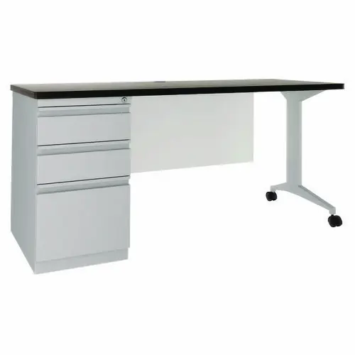 Hirsh Industries® Modern Teacher Series Pedestal Desk, Artic Silver/Weathered Charcoal